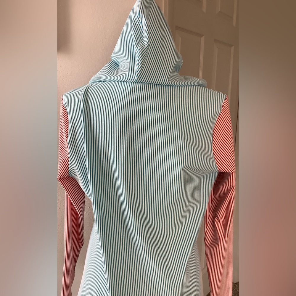 EUC. Lands' End Colorblock Hooded Jacket in Aqua, Pink & Yellow - Picture 4 of 8